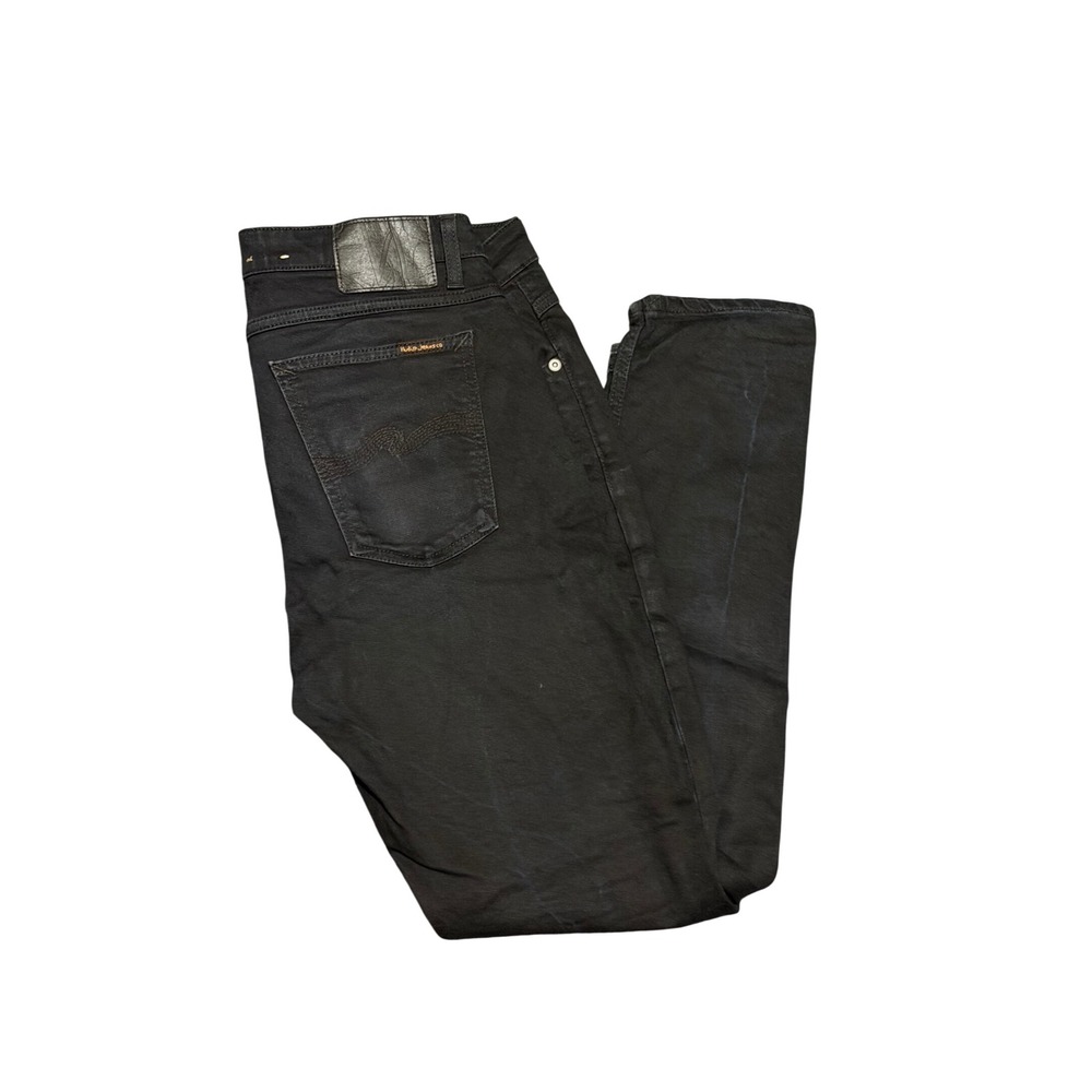 Nudie Jeans Co Mens Black Organic Cotton Slim Fit Jeans Size 33x30 Made in Italy